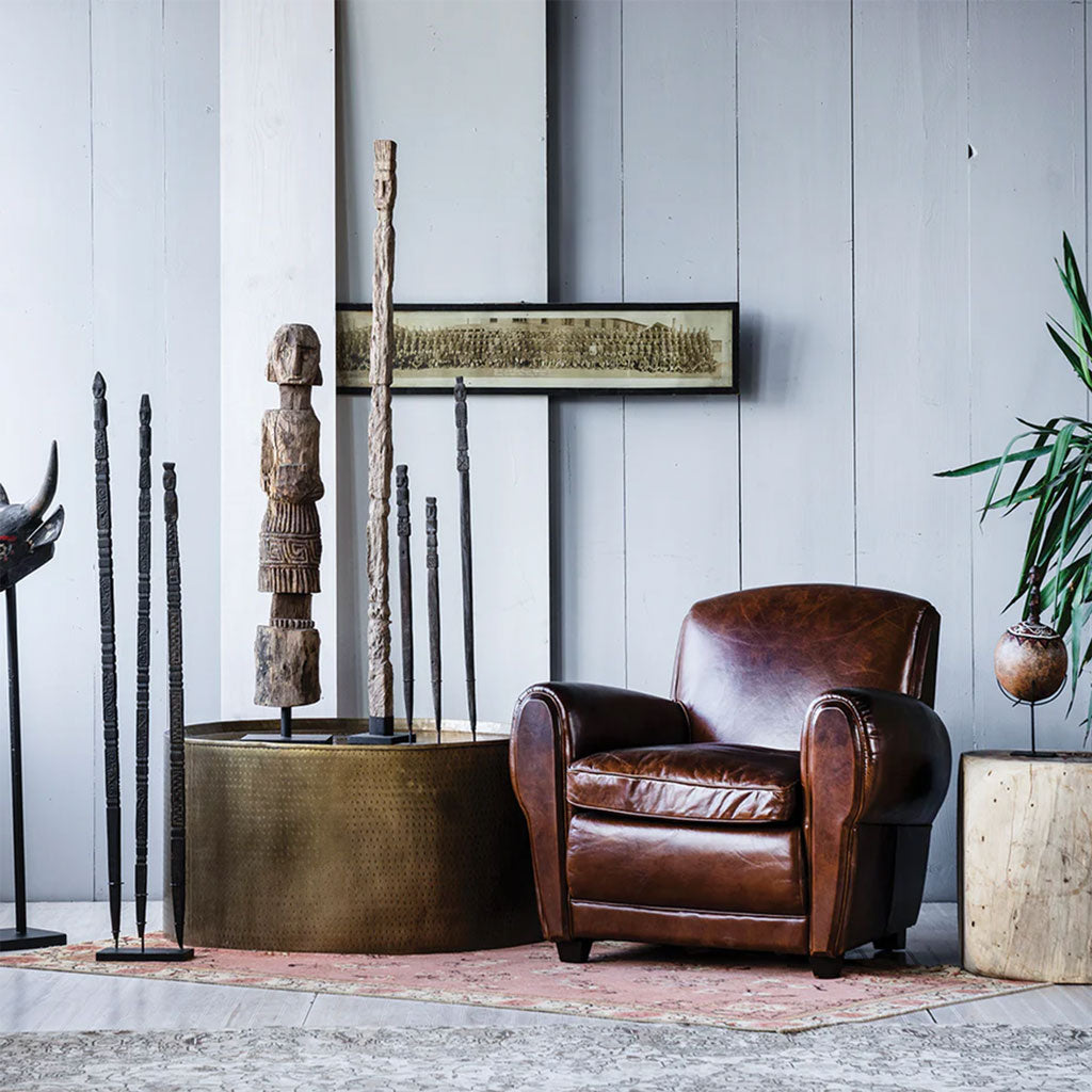 Gus Classic Arm Chair Upholstered in Chocolate Leather