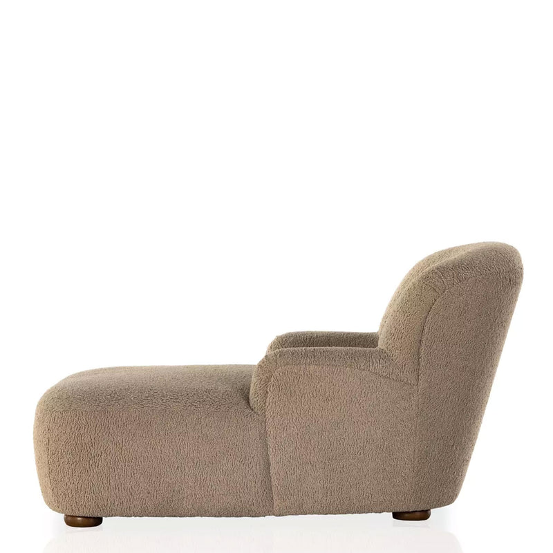 Karson Chaise Lounge Upholstered in Sheepskin Camel