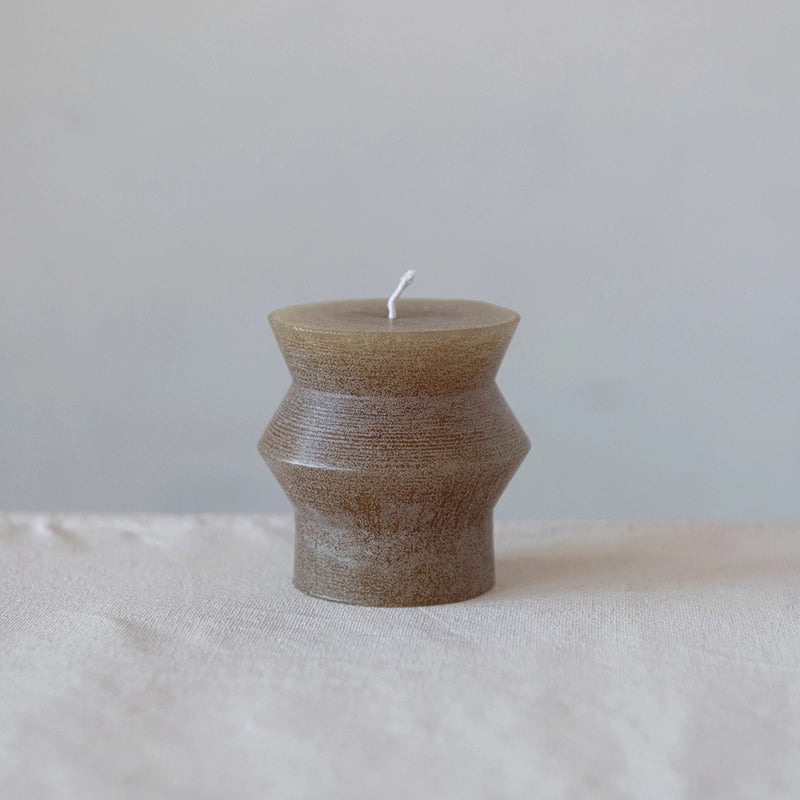 Unscented Totem Pillar Candle in Olive (3")