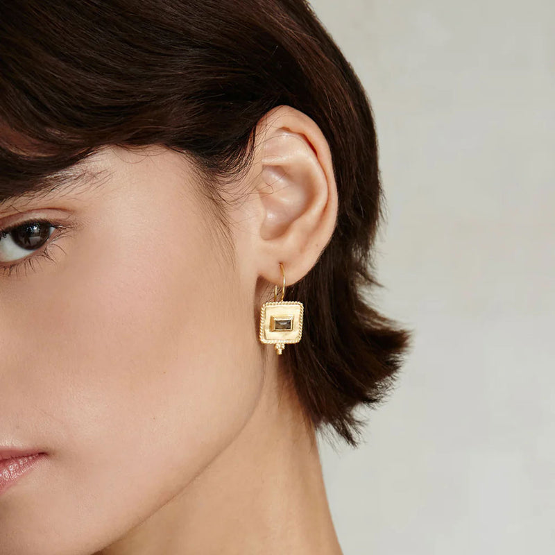 Square Labradorite Earrings in Gold