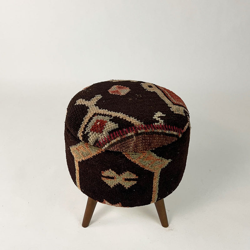 Vintage Rug Small Ottoman - 0124-X