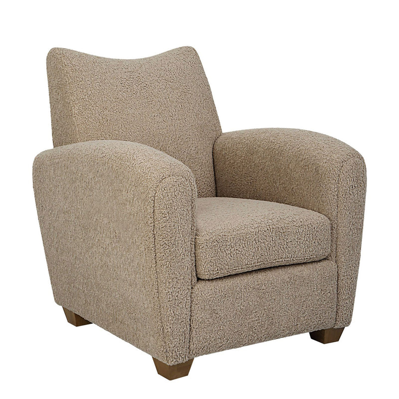 Thea Accent Chair Upholstered in Latte Faux Shearling