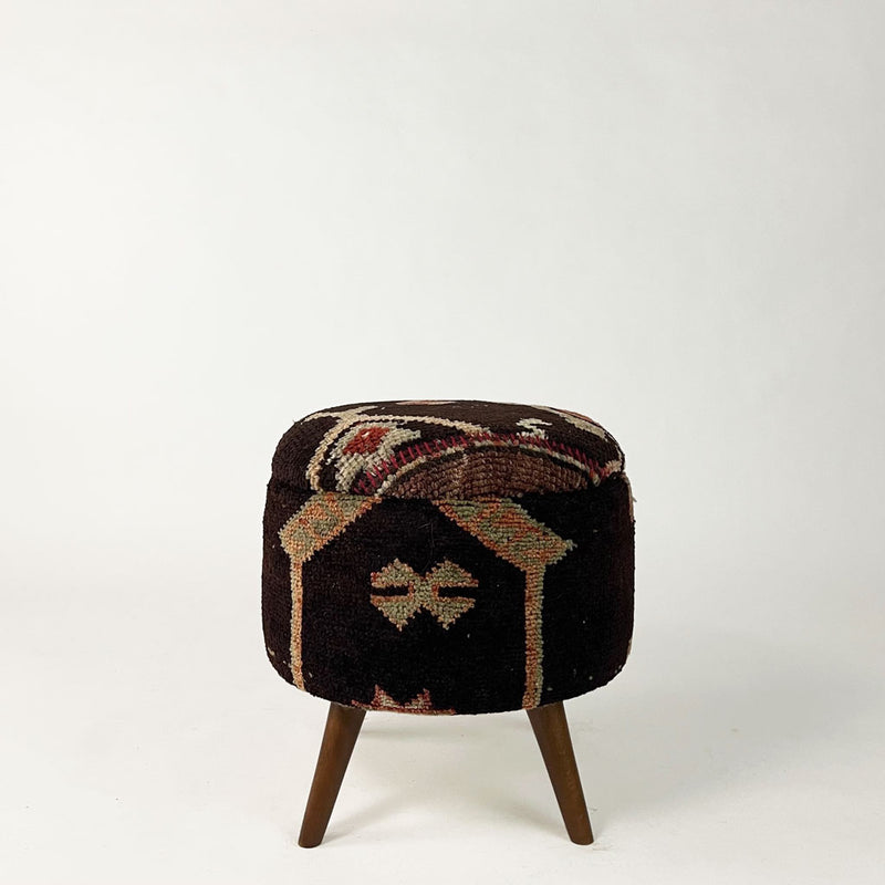 Vintage Rug Small Ottoman - 0124-X