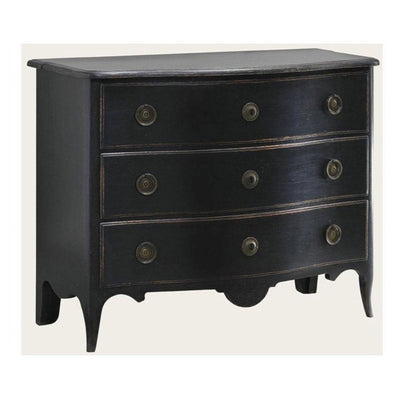 Gustavian Commode with Curved Legs in Antique Black
