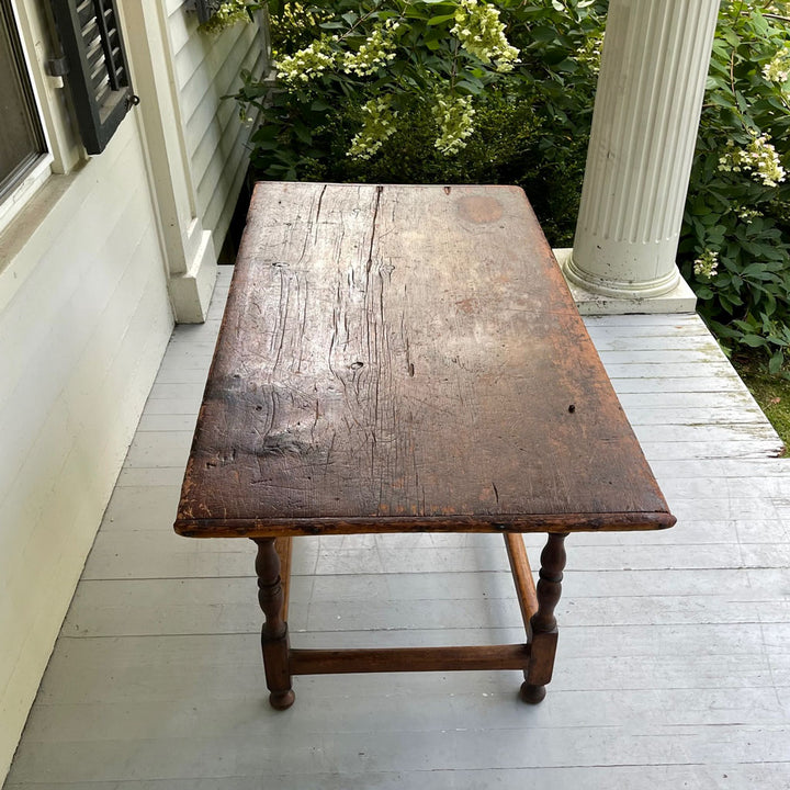 Antique Early 18th Century Stretcher-Base Tavern Table