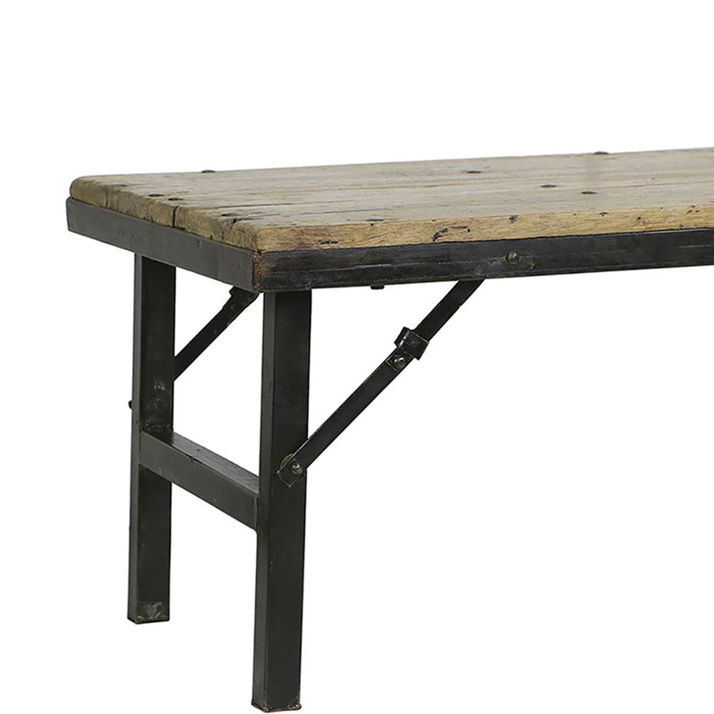 Small Vintage Wood Wedding Coffee Table with Iron Frame
