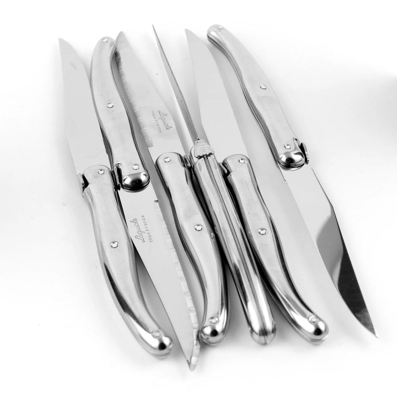 Laguiole Stainless Steel Steak Knives S/6 w/ Acrylic Lid