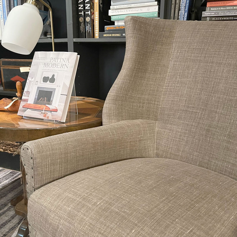 Arthur Wing Back Chair in Performance Fabric Sahara Taupe By Lee Industries