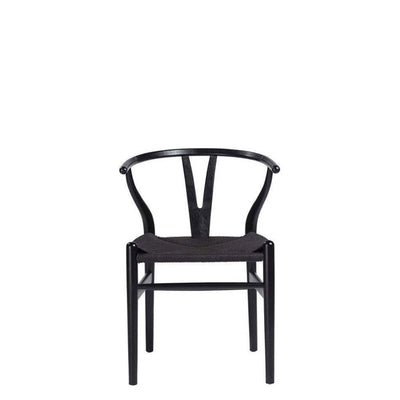 Eliza Side Chair with Black Rush Seat, Black Stain