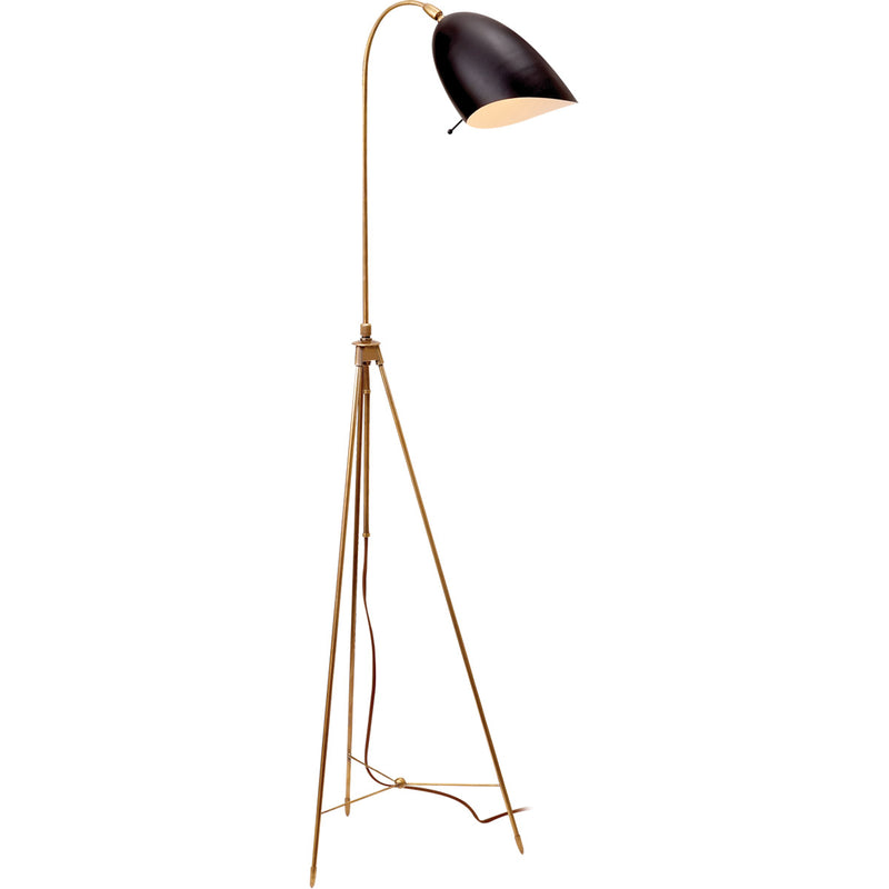 Sommerard Floor Lamp in Hand Rubbed Antique Brass w/ Black Shade