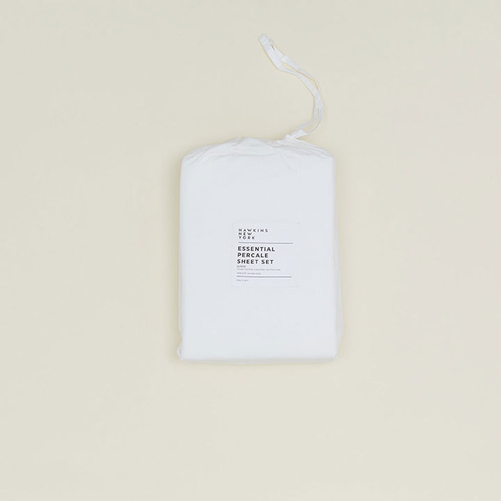 Hawkins, NY Essential Percale Sheet Set White