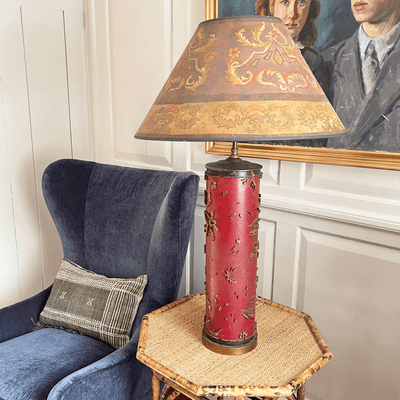 Vintage Wallpaper Roll Lamp with Shade