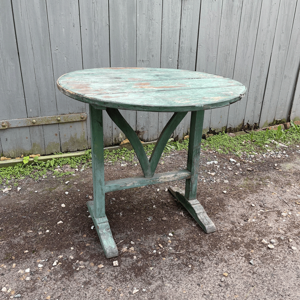 Vintage Wine Tasting Table in Old Blue Paint