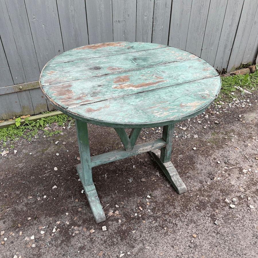 Vintage Wine Tasting Table in Old Blue Paint