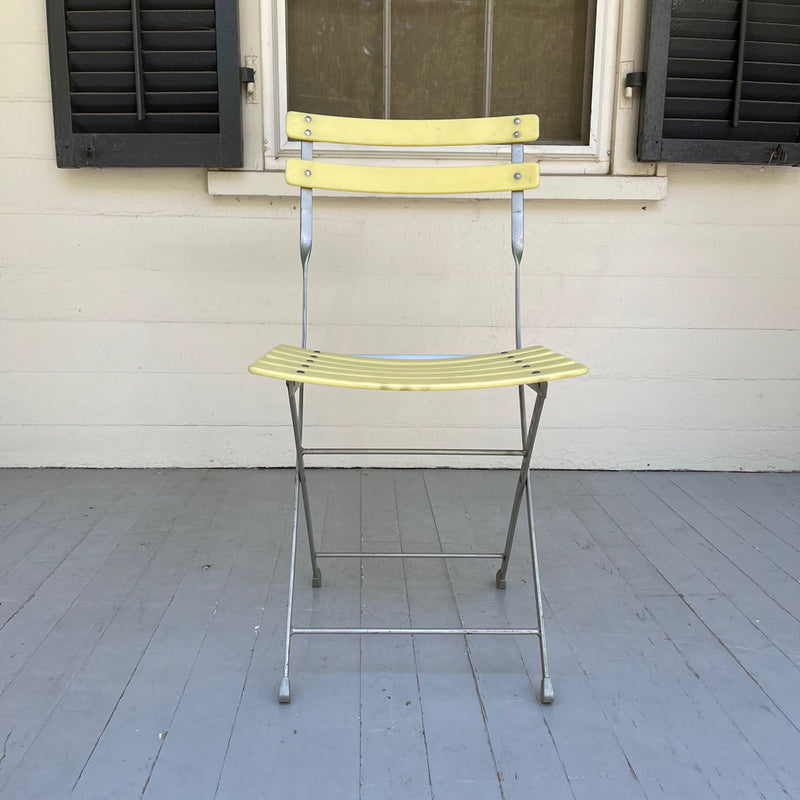 Vintage Pair of Yellow Resin Bistro Chairs