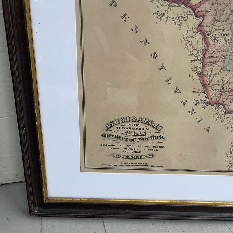 Antique Asher and Adams Hand Colored Map  Ca. 1871 Delaware, Sullivan, Greene, Ulster and Orange CountyAntique Asher and Adams Hand Colored Map  Ca. 1871 Delaware, Sullivan, Greene, Ulster and Orange County
