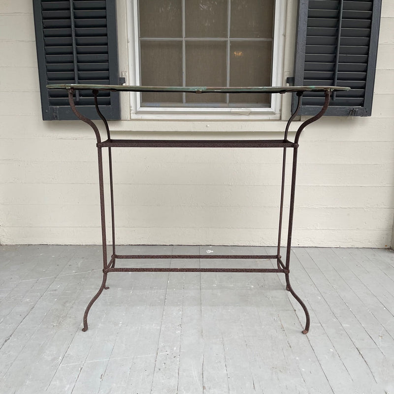 Antique Stand with Brass Top 
