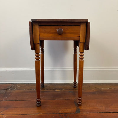 Antique End Table with Drop Leaf Sheraton Leg 