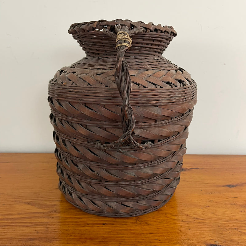 Antique Wicker Basket with Galvanized Insert