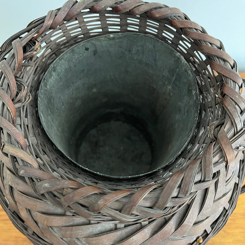 Antique Wicker Basket with Galvanized Insert