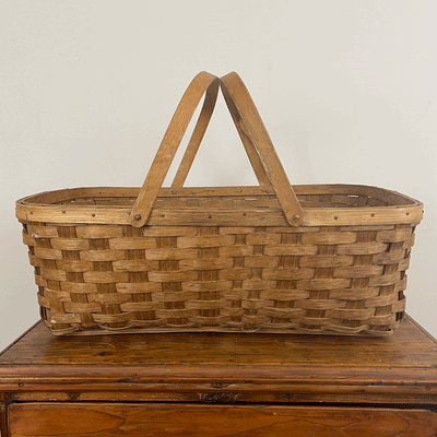 Antique Large Hickory Market Basket; C 1920's