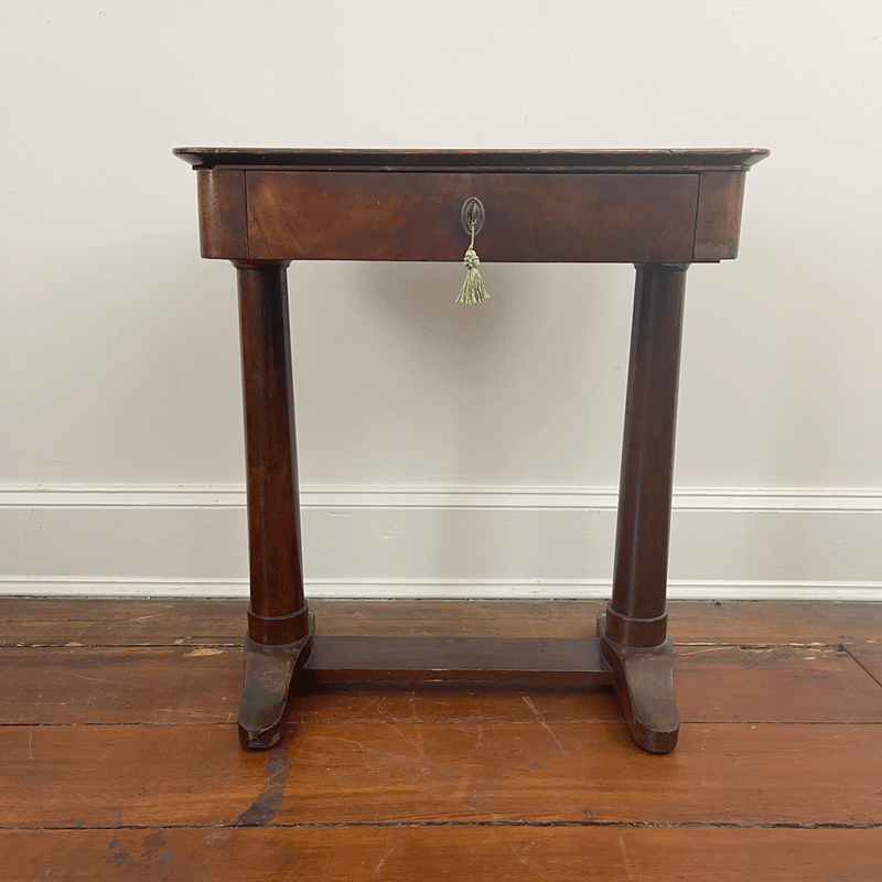 Antique Empire Side Table with Drawer with Key