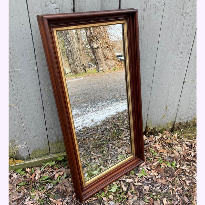Vintage Rectangular Mirror w/ Gold Trim
