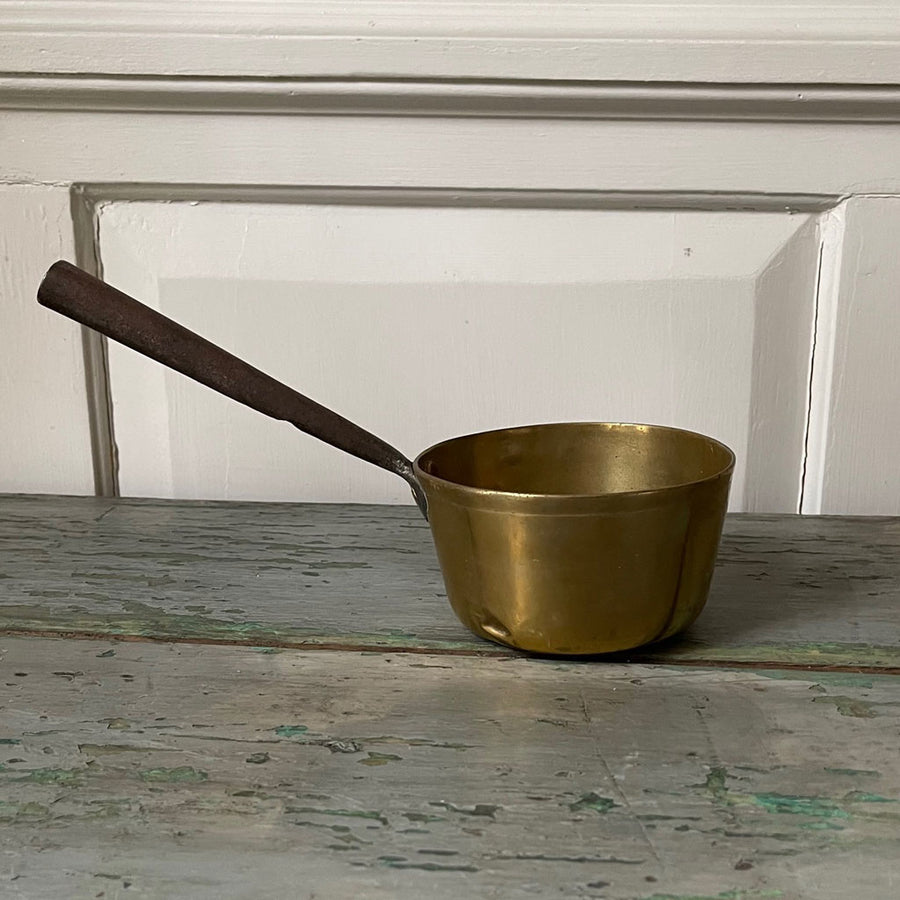 Vintage Brass Sauce Pan w/ Metal Handle C. 1860-1880