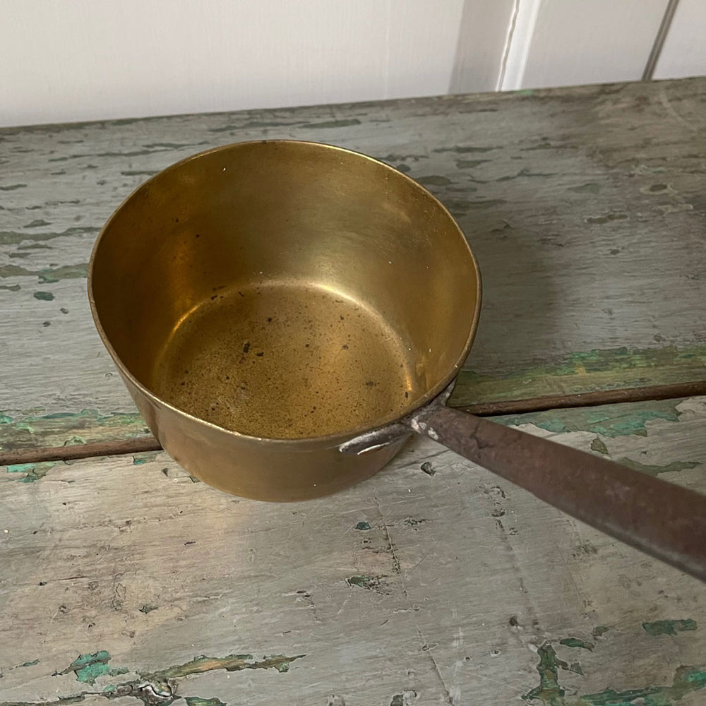 Vintage Brass Sauce Pan w/ Metal Handle C. 1860-1880