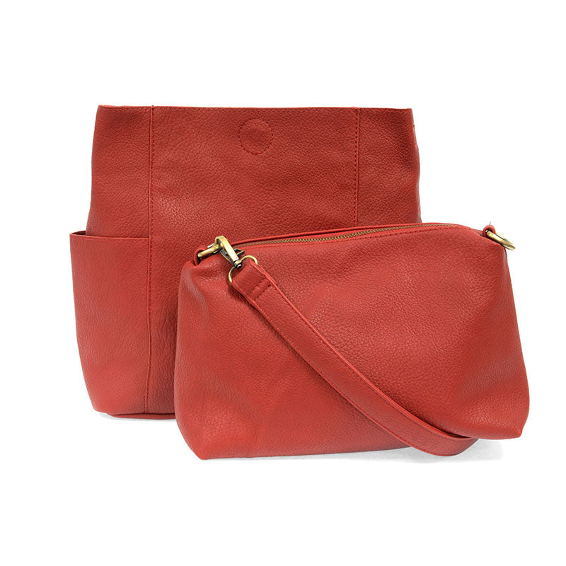 Kayleigh Side Pocket Bucket Bag in Red