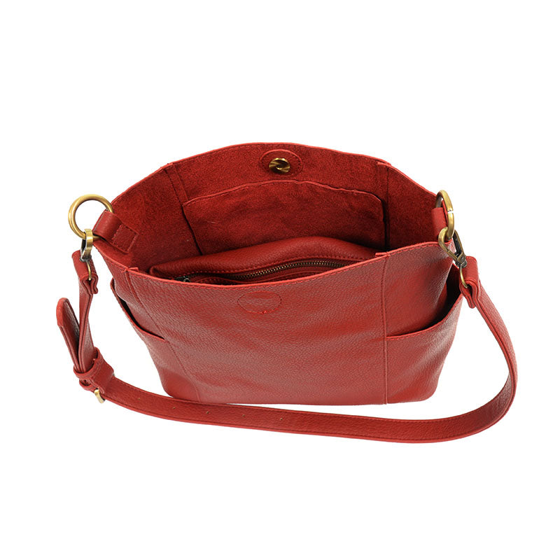 Kayleigh Side Pocket Bucket Bag in Red
