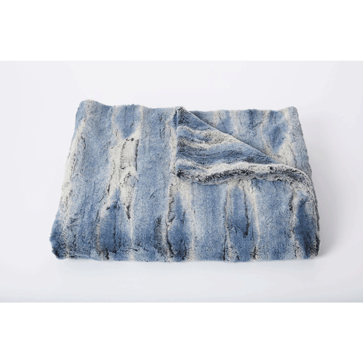 Faux Fur Standard Throw Aspen in Denim