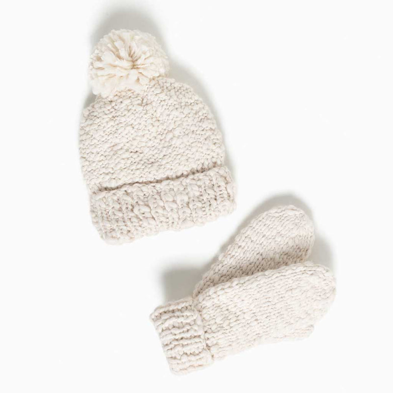 Basic Mango Yarn Pompom Hat in Ivory or Charcoal