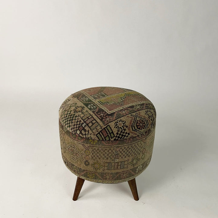 Vintage Rug Small Ottoman - 0124-K