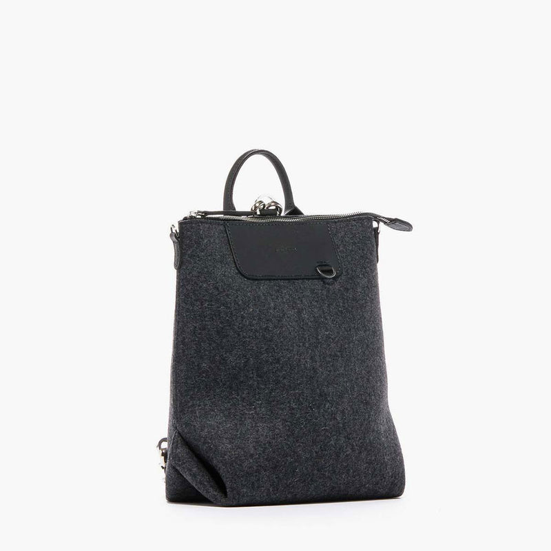 Bedford Mini Felt Backpack in Charcoal & Black Leather by Graf Lantz