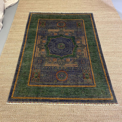 Vintage Afghan Carpet 5'9" x 7' (1123-A)
