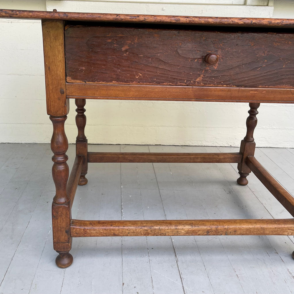 Antique Early 18th Century Stretcher-Base Tavern Table