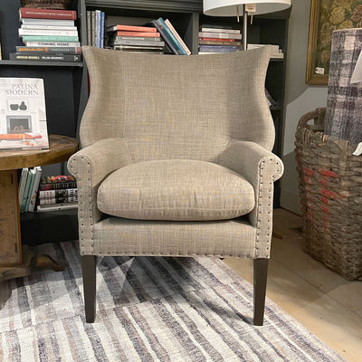 Arthur Wing Back Chair in Performance Fabric Sahara Taupe By Lee Industries