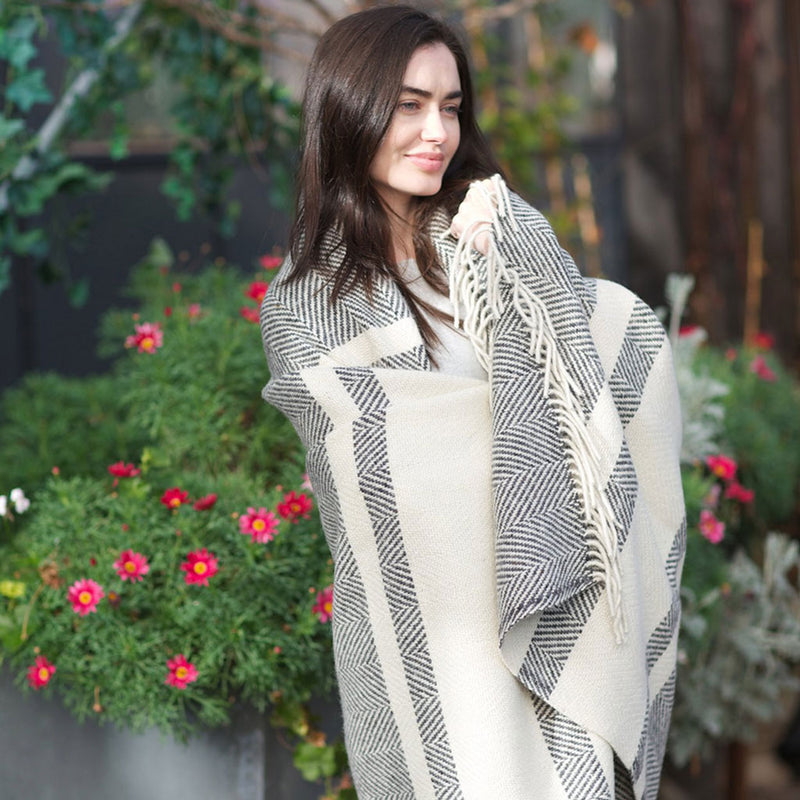 Heavy Donegal Irish Throw in Grey