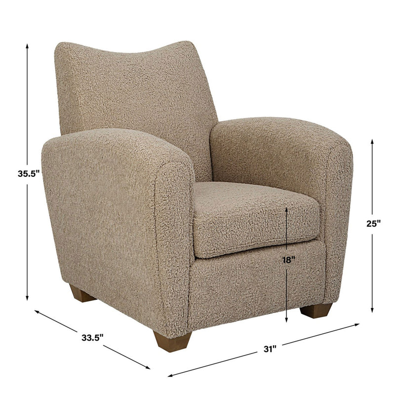 Thea Accent Chair Upholstered in Latte Faux Shearling