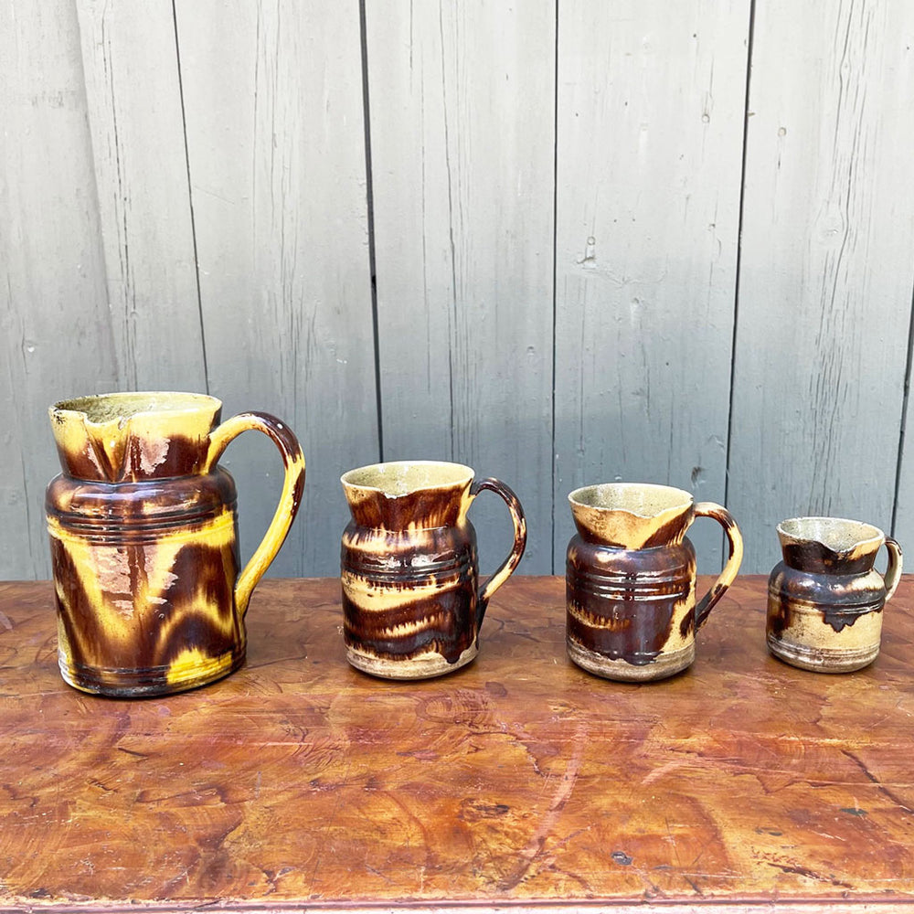 Vintage French Jaspe Pitchers w/ Lids-