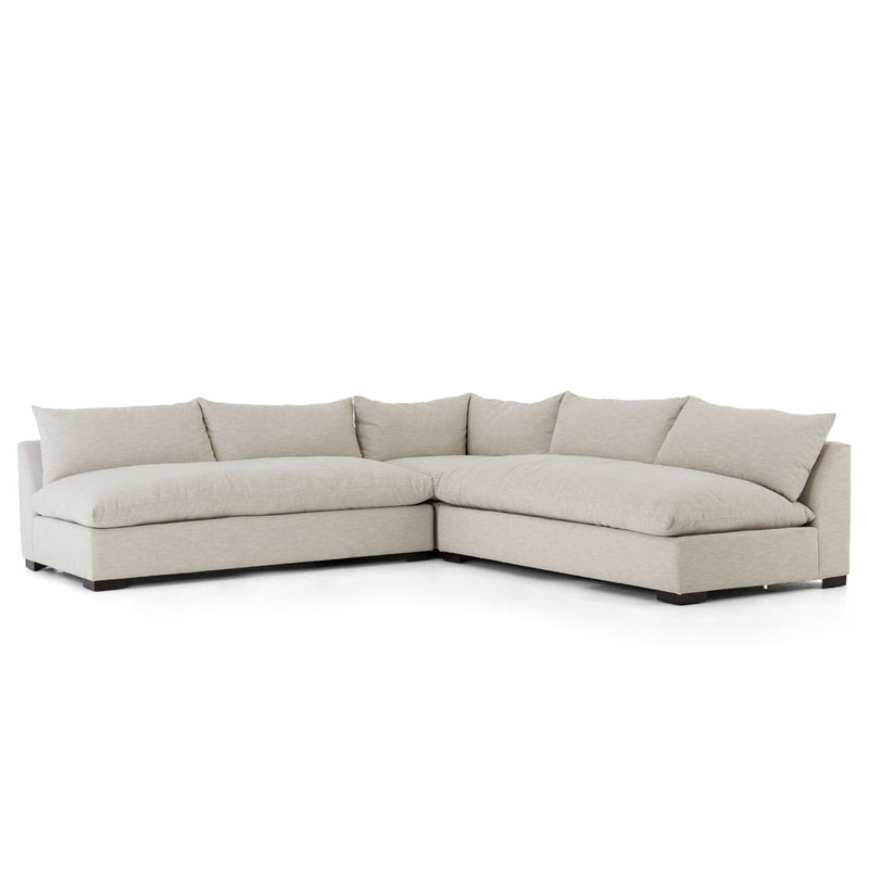 Graham 3 Piece Sectional in Ashby Oatmeal w/ Down Blend Cushions