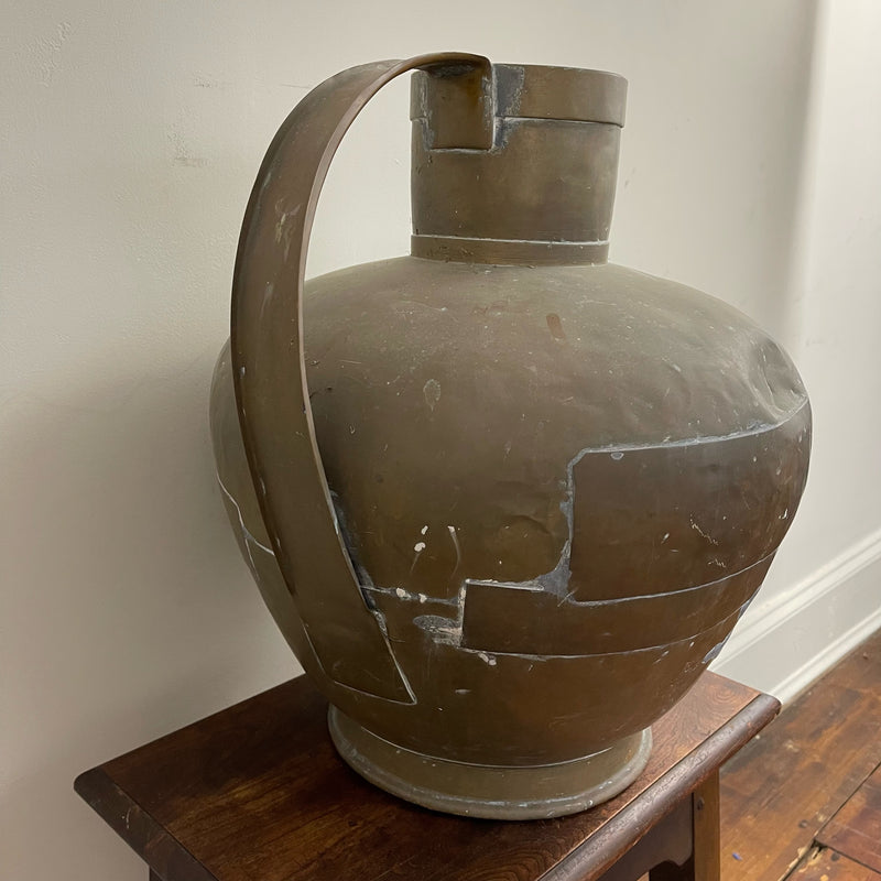 Antique Large Brass Jug with Repairs Ca. 1900