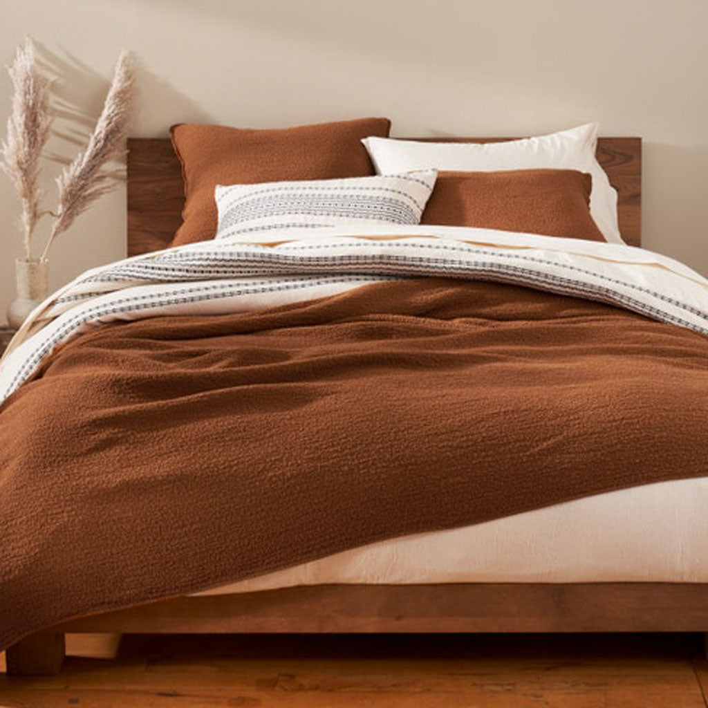 Cascade Organic Matelasse Blanket in Rust